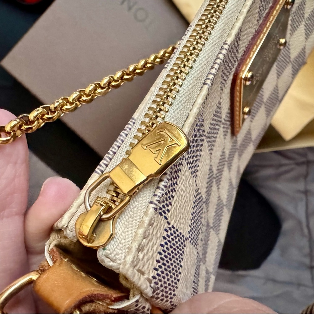 Discontinued Louis Vuitton Damier Azur Eva Gold Accents Dustbag Gift Box/Receipt - Picture 3 of 16